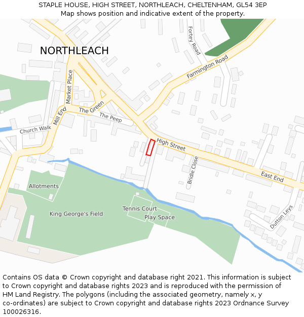 STAPLE HOUSE, HIGH STREET, NORTHLEACH, CHELTENHAM, GL54 3EP: Location map and indicative extent of plot