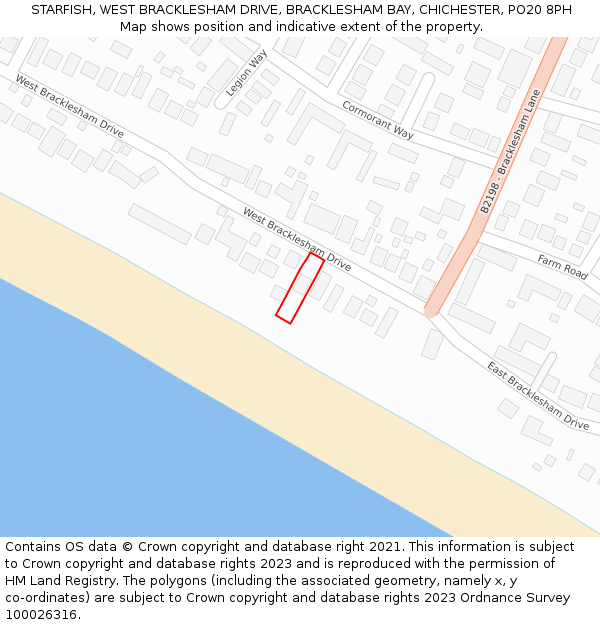 STARFISH, WEST BRACKLESHAM DRIVE, BRACKLESHAM BAY, CHICHESTER, PO20 8PH: Location map and indicative extent of plot