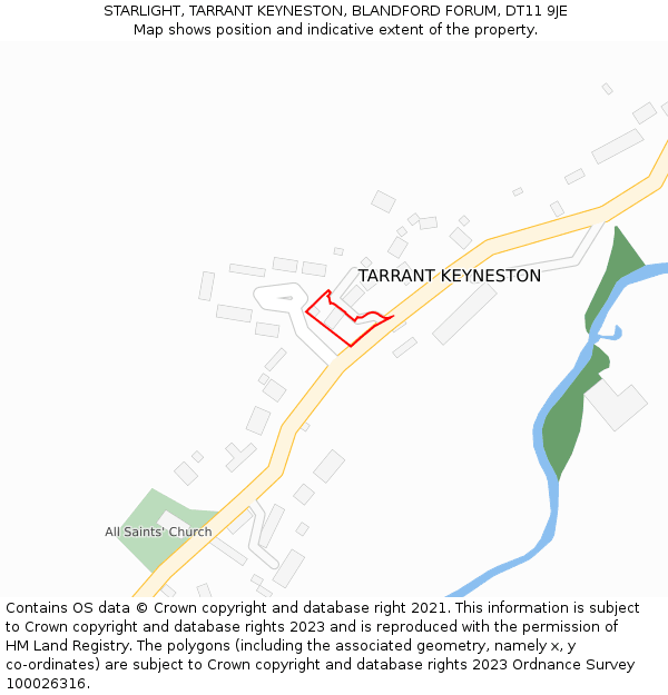 STARLIGHT, TARRANT KEYNESTON, BLANDFORD FORUM, DT11 9JE: Location map and indicative extent of plot