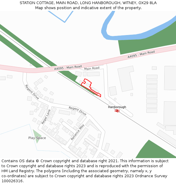 STATION COTTAGE, MAIN ROAD, LONG HANBOROUGH, WITNEY, OX29 8LA: Location map and indicative extent of plot