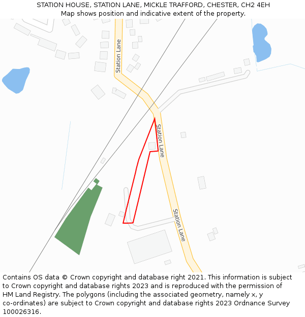 STATION HOUSE, STATION LANE, MICKLE TRAFFORD, CHESTER, CH2 4EH: Location map and indicative extent of plot