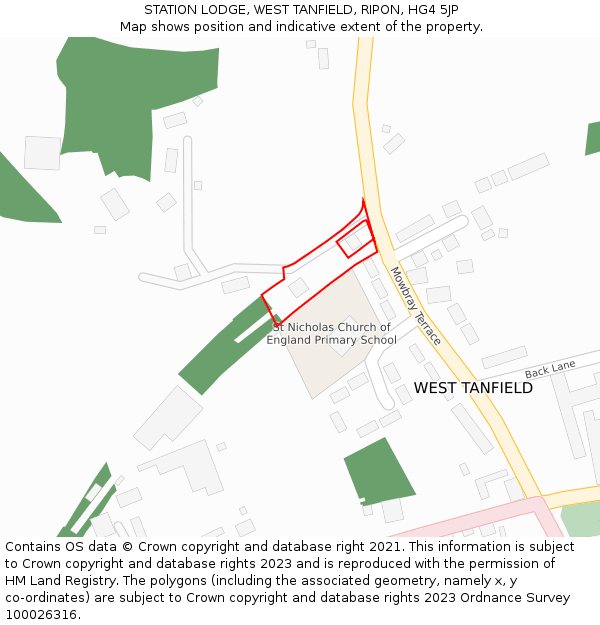 STATION LODGE, WEST TANFIELD, RIPON, HG4 5JP: Location map and indicative extent of plot