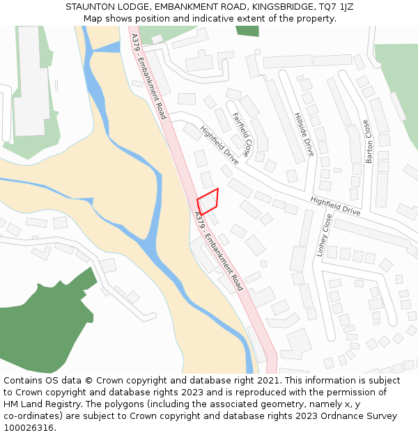 STAUNTON LODGE, EMBANKMENT ROAD, KINGSBRIDGE, TQ7 1JZ: Location map and indicative extent of plot