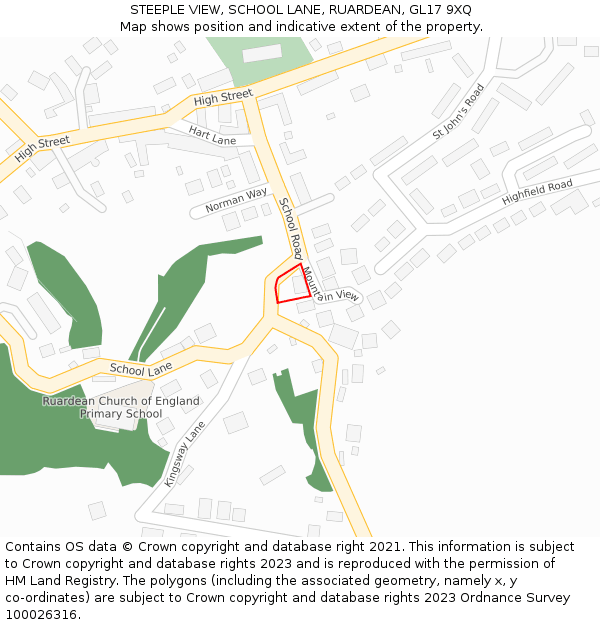 STEEPLE VIEW, SCHOOL LANE, RUARDEAN, GL17 9XQ: Location map and indicative extent of plot
