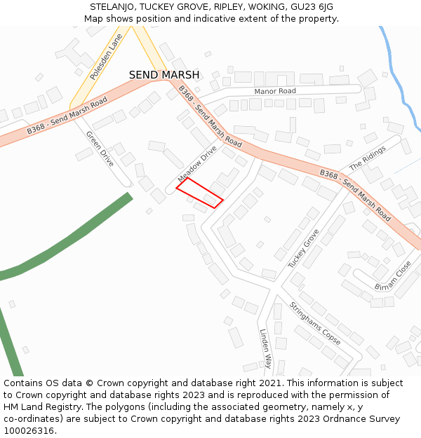 STELANJO, TUCKEY GROVE, RIPLEY, WOKING, GU23 6JG: Location map and indicative extent of plot