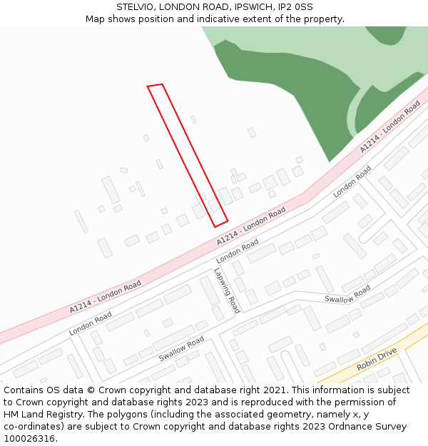STELVIO, LONDON ROAD, IPSWICH, IP2 0SS: Location map and indicative extent of plot