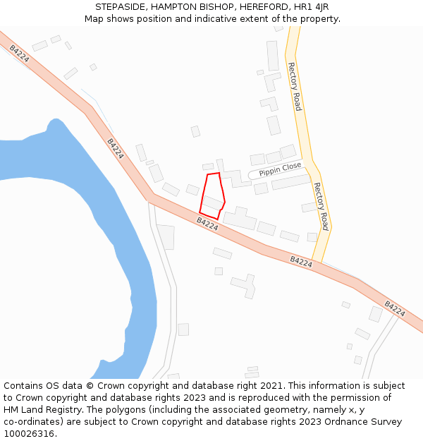 STEPASIDE, HAMPTON BISHOP, HEREFORD, HR1 4JR: Location map and indicative extent of plot