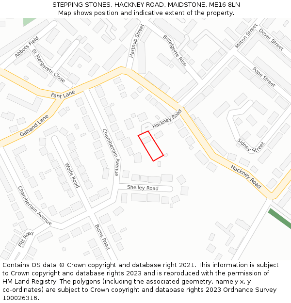 STEPPING STONES, HACKNEY ROAD, MAIDSTONE, ME16 8LN: Location map and indicative extent of plot