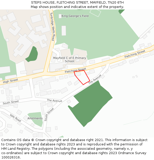 STEPS HOUSE, FLETCHING STREET, MAYFIELD, TN20 6TH: Location map and indicative extent of plot