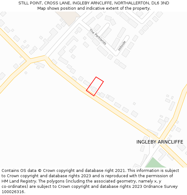 STILL POINT, CROSS LANE, INGLEBY ARNCLIFFE, NORTHALLERTON, DL6 3ND: Location map and indicative extent of plot