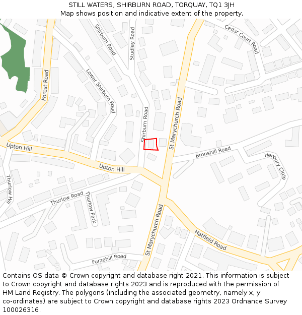 STILL WATERS, SHIRBURN ROAD, TORQUAY, TQ1 3JH: Location map and indicative extent of plot