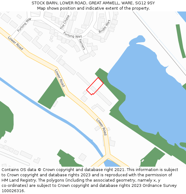 STOCK BARN, LOWER ROAD, GREAT AMWELL, WARE, SG12 9SY: Location map and indicative extent of plot