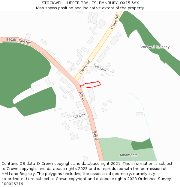 STOCKWELL, UPPER BRAILES, BANBURY, OX15 5AX: Location map and indicative extent of plot