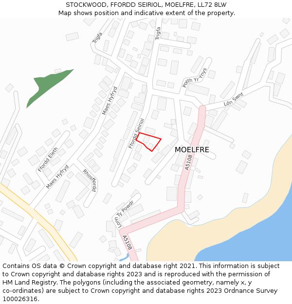 STOCKWOOD, FFORDD SEIRIOL, MOELFRE, LL72 8LW: Location map and indicative extent of plot