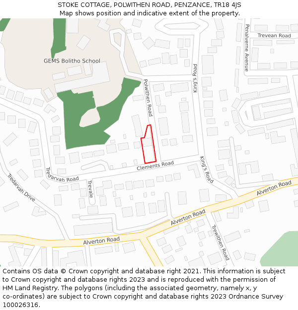 STOKE COTTAGE, POLWITHEN ROAD, PENZANCE, TR18 4JS: Location map and indicative extent of plot