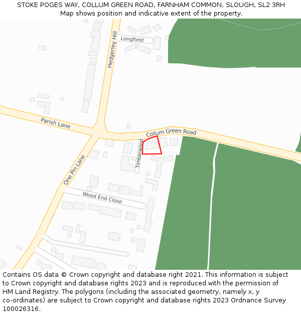 STOKE POGES WAY, COLLUM GREEN ROAD, FARNHAM COMMON, SLOUGH, SL2 3RH: Location map and indicative extent of plot
