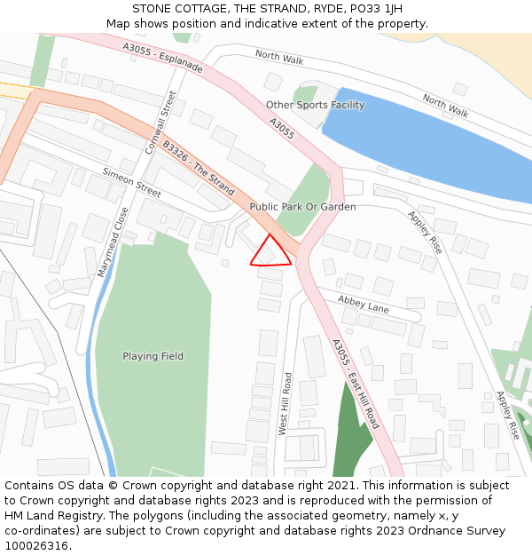 STONE COTTAGE, THE STRAND, RYDE, PO33 1JH: Location map and indicative extent of plot