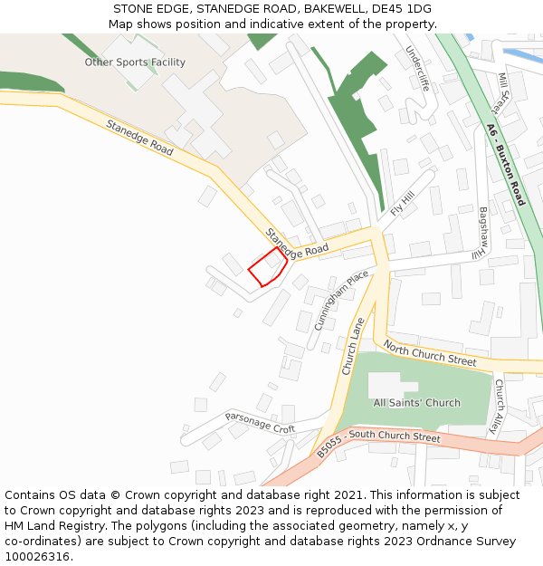 STONE EDGE, STANEDGE ROAD, BAKEWELL, DE45 1DG: Location map and indicative extent of plot