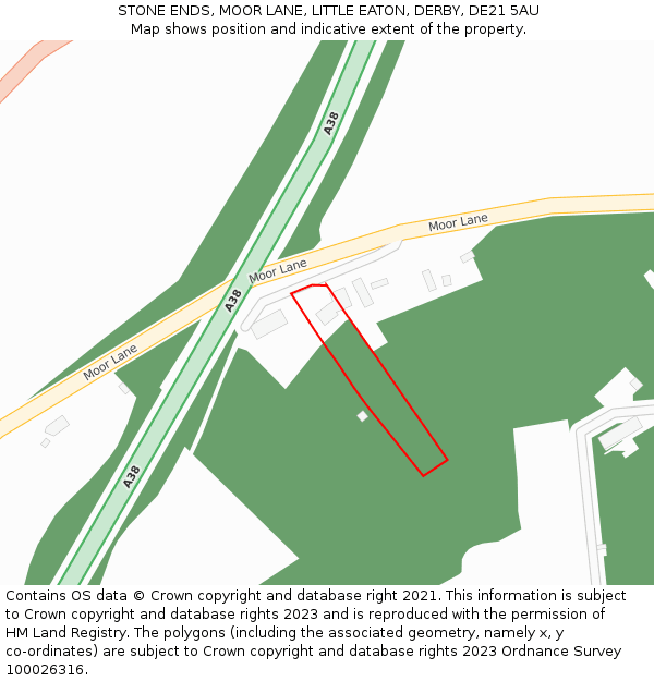 STONE ENDS, MOOR LANE, LITTLE EATON, DERBY, DE21 5AU: Location map and indicative extent of plot