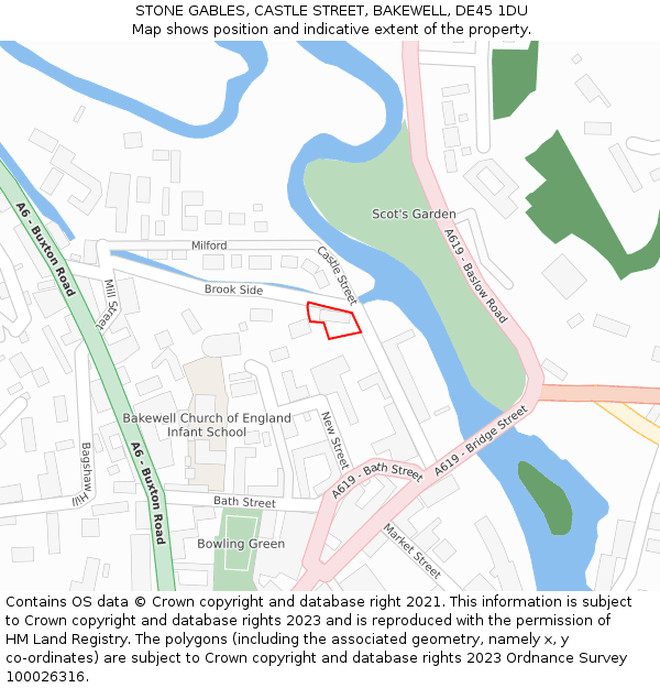 STONE GABLES, CASTLE STREET, BAKEWELL, DE45 1DU: Location map and indicative extent of plot