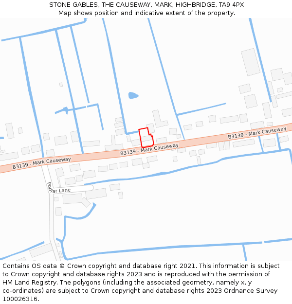 STONE GABLES, THE CAUSEWAY, MARK, HIGHBRIDGE, TA9 4PX: Location map and indicative extent of plot