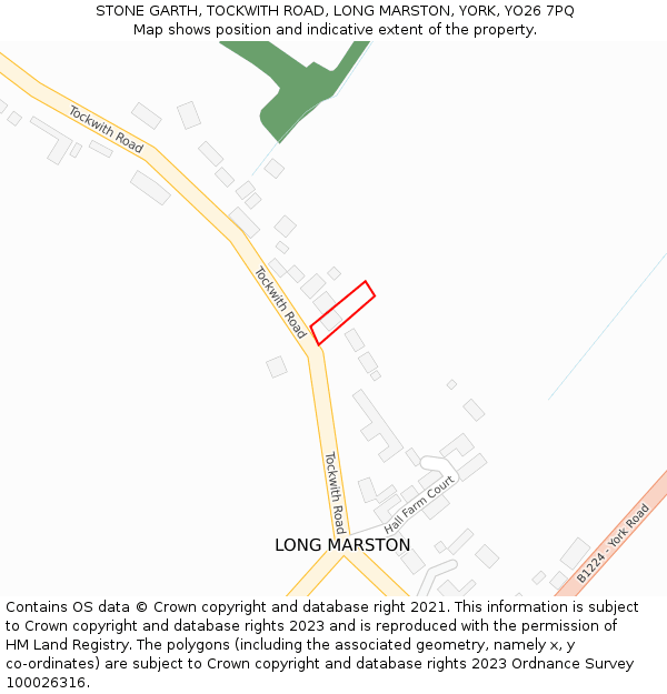 STONE GARTH, TOCKWITH ROAD, LONG MARSTON, YORK, YO26 7PQ: Location map and indicative extent of plot