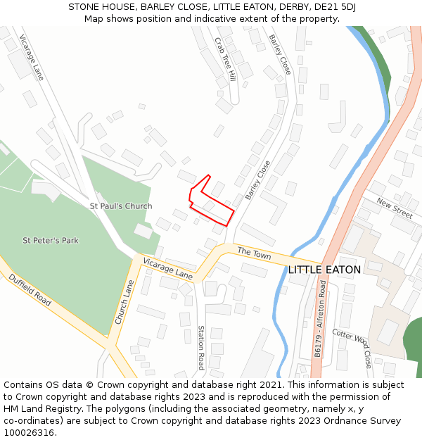 STONE HOUSE, BARLEY CLOSE, LITTLE EATON, DERBY, DE21 5DJ: Location map and indicative extent of plot