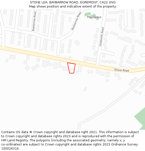 STONE LEA, BAYBARROW ROAD, EGREMONT, CA22 2NG: Location map and indicative extent of plot