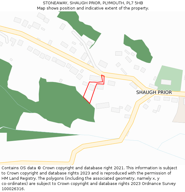 STONEAWAY, SHAUGH PRIOR, PLYMOUTH, PL7 5HB: Location map and indicative extent of plot