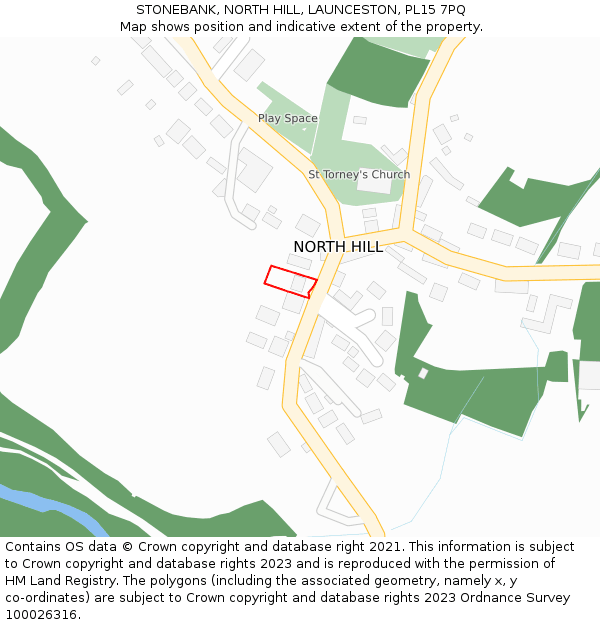 STONEBANK, NORTH HILL, LAUNCESTON, PL15 7PQ: Location map and indicative extent of plot