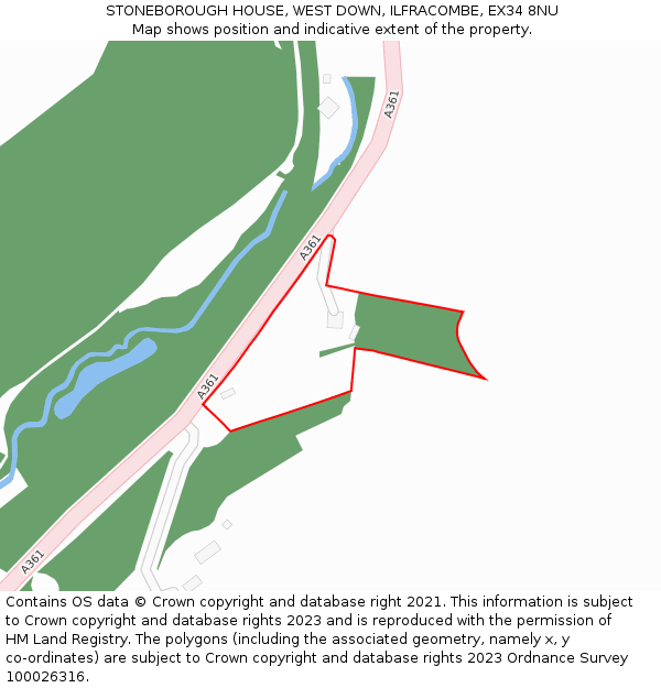 STONEBOROUGH HOUSE, WEST DOWN, ILFRACOMBE, EX34 8NU: Location map and indicative extent of plot