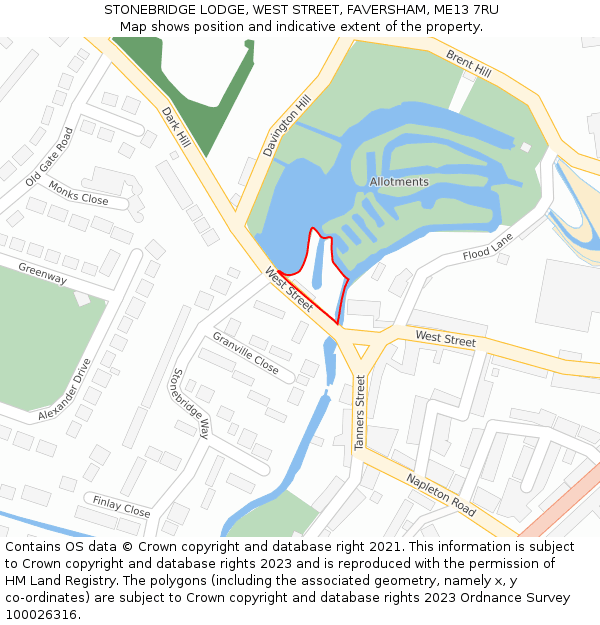 STONEBRIDGE LODGE, WEST STREET, FAVERSHAM, ME13 7RU: Location map and indicative extent of plot