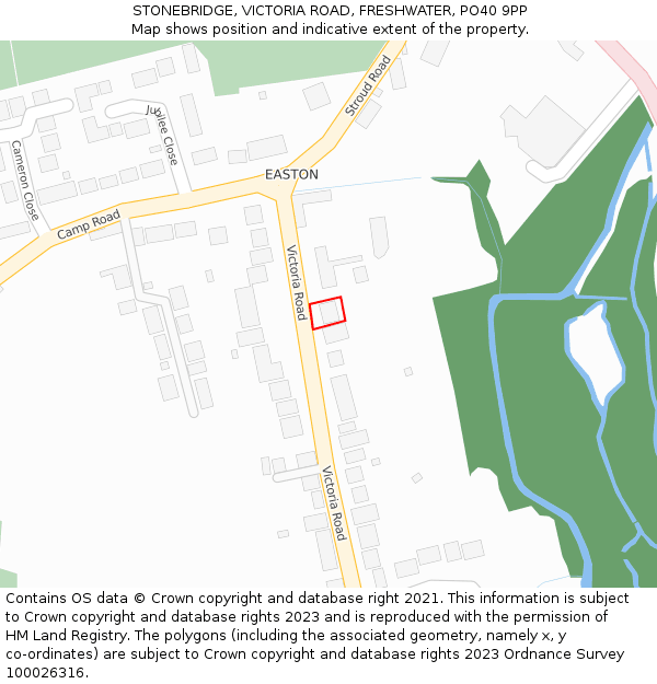 STONEBRIDGE, VICTORIA ROAD, FRESHWATER, PO40 9PP: Location map and indicative extent of plot