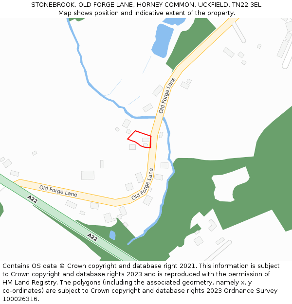 STONEBROOK, OLD FORGE LANE, HORNEY COMMON, UCKFIELD, TN22 3EL: Location map and indicative extent of plot