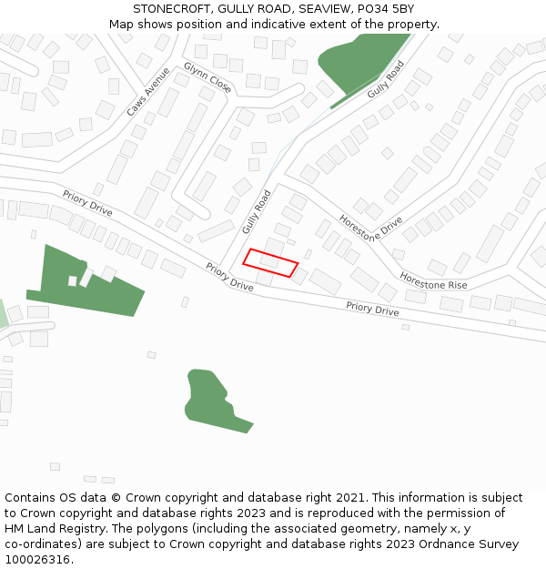 STONECROFT, GULLY ROAD, SEAVIEW, PO34 5BY: Location map and indicative extent of plot