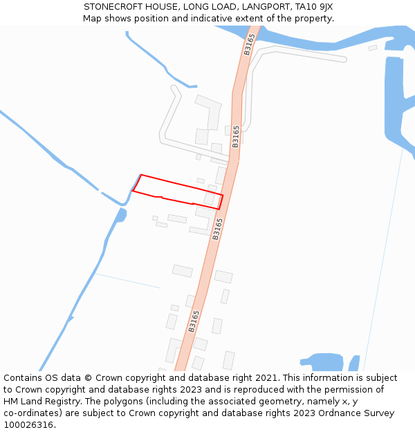 STONECROFT HOUSE, LONG LOAD, LANGPORT, TA10 9JX: Location map and indicative extent of plot