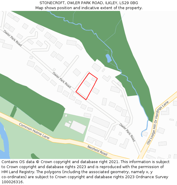 STONECROFT, OWLER PARK ROAD, ILKLEY, LS29 0BG: Location map and indicative extent of plot