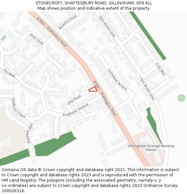 STONECROFT, SHAFTESBURY ROAD, GILLINGHAM, SP8 4LL: Location map and indicative extent of plot