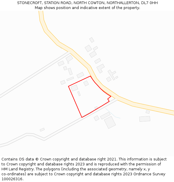 STONECROFT, STATION ROAD, NORTH COWTON, NORTHALLERTON, DL7 0HH: Location map and indicative extent of plot