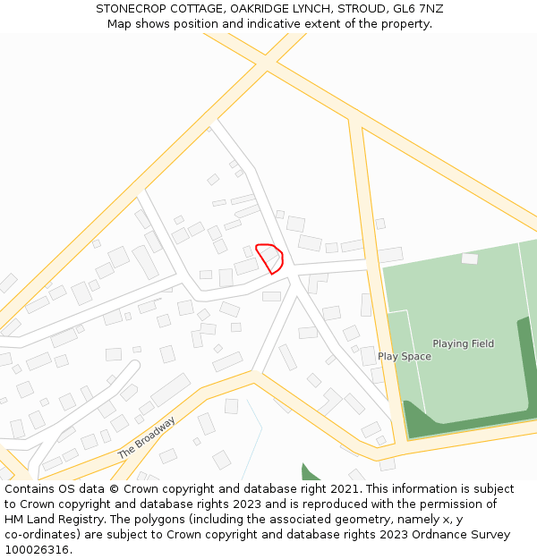 STONECROP COTTAGE, OAKRIDGE LYNCH, STROUD, GL6 7NZ: Location map and indicative extent of plot