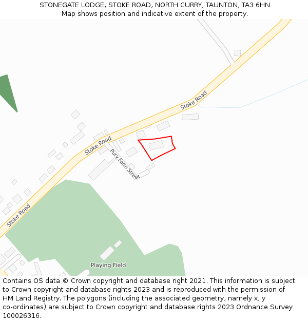 STONEGATE LODGE, STOKE ROAD, NORTH CURRY, TAUNTON, TA3 6HN: Location map and indicative extent of plot
