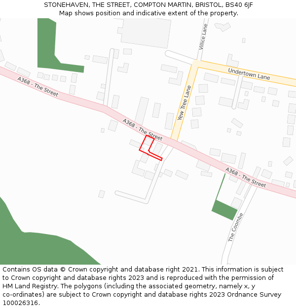 STONEHAVEN, THE STREET, COMPTON MARTIN, BRISTOL, BS40 6JF: Location map and indicative extent of plot