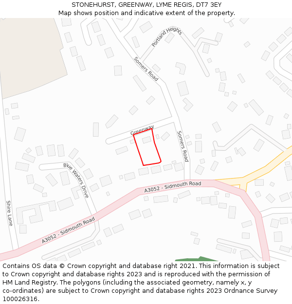 STONEHURST, GREENWAY, LYME REGIS, DT7 3EY: Location map and indicative extent of plot