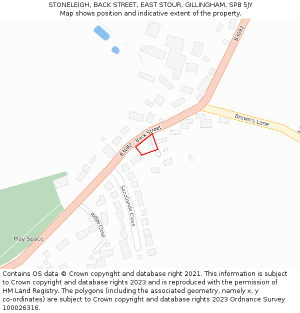 STONELEIGH, BACK STREET, EAST STOUR, GILLINGHAM, SP8 5JY: Location map and indicative extent of plot