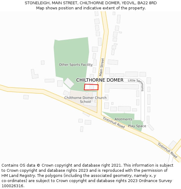 STONELEIGH, MAIN STREET, CHILTHORNE DOMER, YEOVIL, BA22 8RD: Location map and indicative extent of plot