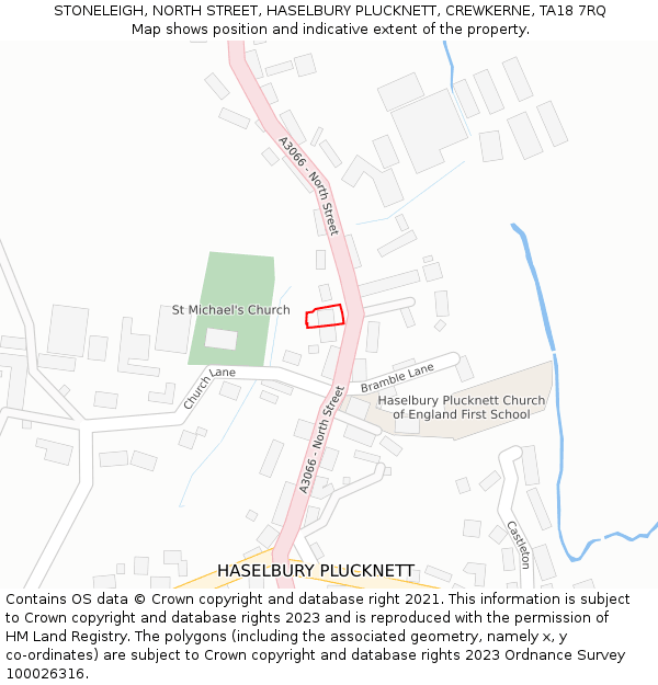 STONELEIGH, NORTH STREET, HASELBURY PLUCKNETT, CREWKERNE, TA18 7RQ: Location map and indicative extent of plot