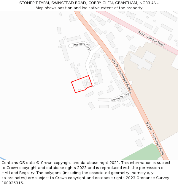 STONEPIT FARM, SWINSTEAD ROAD, CORBY GLEN, GRANTHAM, NG33 4NU: Location map and indicative extent of plot