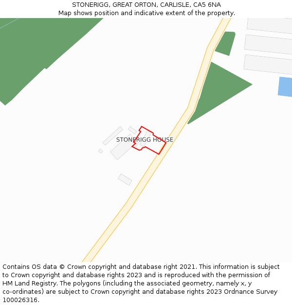 STONERIGG, GREAT ORTON, CARLISLE, CA5 6NA: Location map and indicative extent of plot