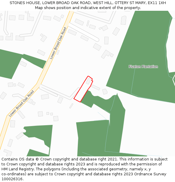 STONES HOUSE, LOWER BROAD OAK ROAD, WEST HILL, OTTERY ST MARY, EX11 1XH: Location map and indicative extent of plot