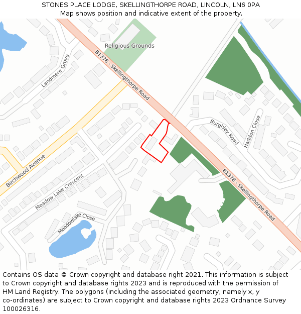 STONES PLACE LODGE, SKELLINGTHORPE ROAD, LINCOLN, LN6 0PA: Location map and indicative extent of plot